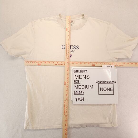 Guess Casual Graphic Short Sleeve Crew Neck T Shirt Mens Size Medium M Tan - Picture 5 of 10